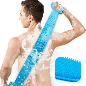 FIRST CHOICE Silicone Body Back Scrubber, Double-Sided Bathing Brush for Deep Skin Cleaning, Exfoliating Shower Belt for Dead Skin Removal, Body Massage & Bathing, Easy to Clean, For Men & Women
