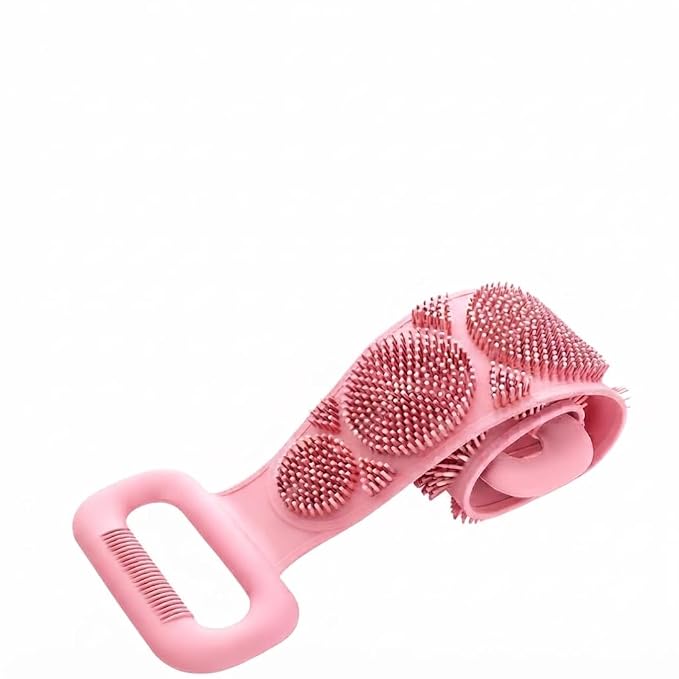 FIRST CHOICE Silicone Body Back Scrubber, Double-Sided Bathing Brush for Deep Skin Cleaning, Exfoliating Shower Belt for Dead Skin Removal, Body Massage & Bathing, Easy to Clean, For Men & Women - Image 2